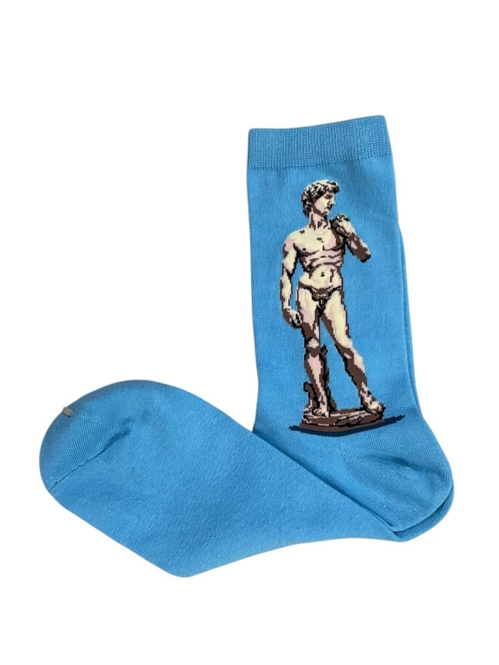 Sock Panda Michelangelo David Famous Art Crew Socks Blue One Size nwot